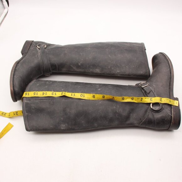 Frye Tall Harness Black Distressed Leather Women's Size 6 B Riding Boots - Picture 6 of 9